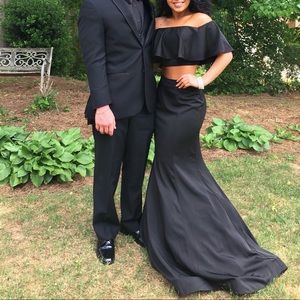 2 piece black prom dress